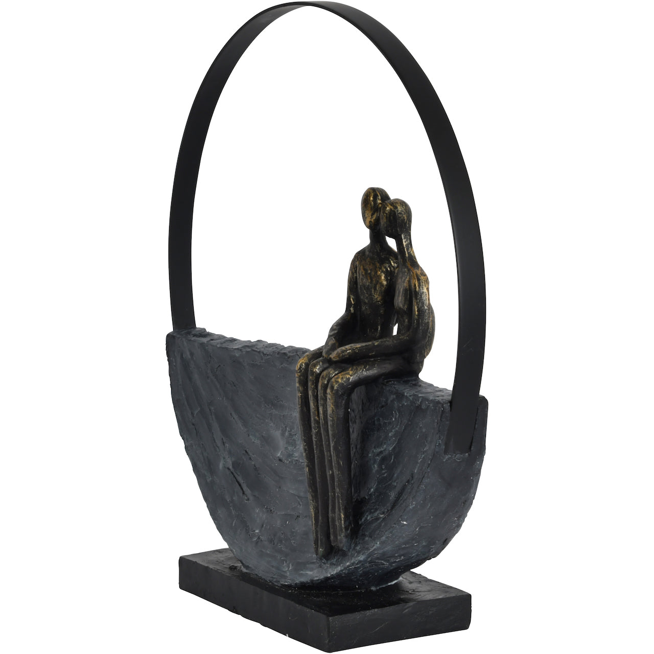 Antique Bronze Couple Encircled Sculpture
